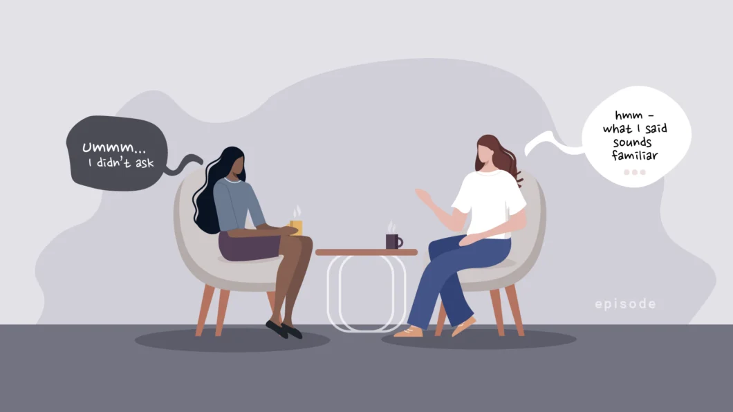 image of two women talking in a moment of deja vu