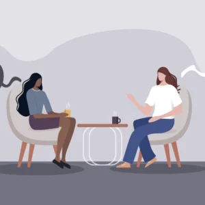 image of two women talking in a moment of deja vu